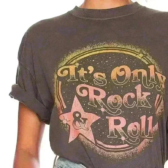 NWT Girl Dangerous It's Only Rock n Roll Loose Fit Graphic Tee - Picture 4 of 11